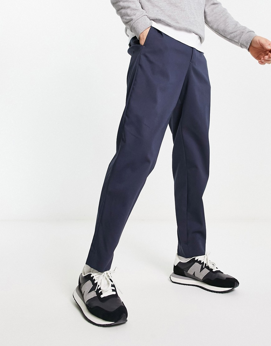 slim fit tapered smart trousers in navy