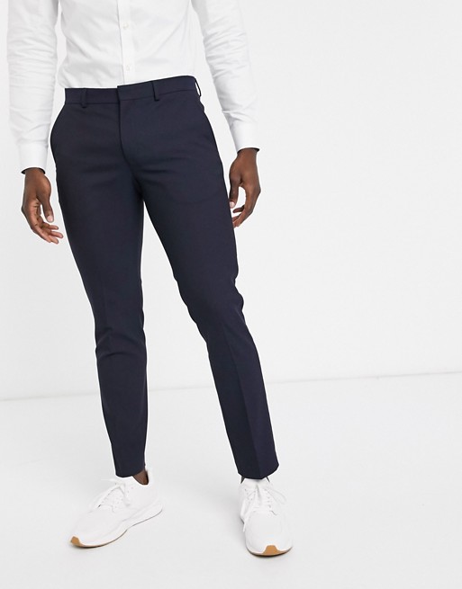 Selected Homme slim fit tuxedo trousers in navy