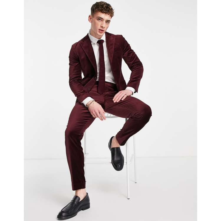 Burgundy velvet trouser on sale suit