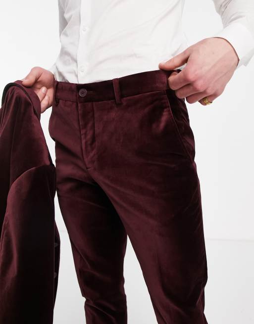 Maroon velvet cheap pants