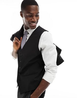 Selected Homme slim fit waist coat in black  - ASOS Price Checker
