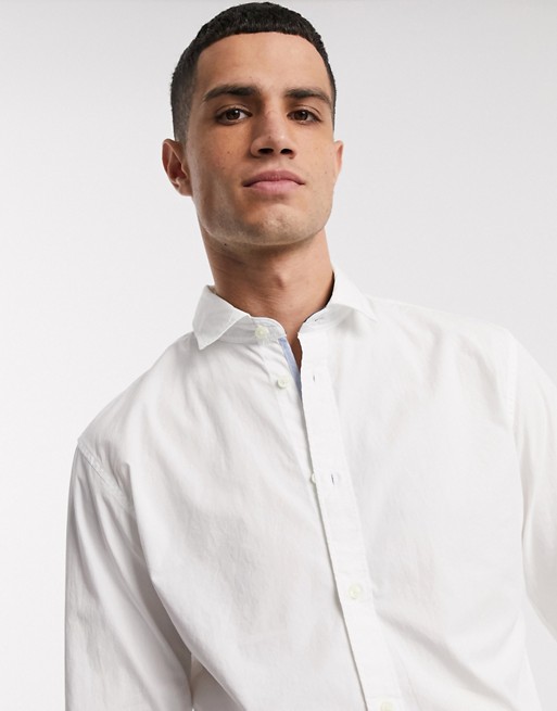 Selected Homme slim fit washed cotton shirt in white