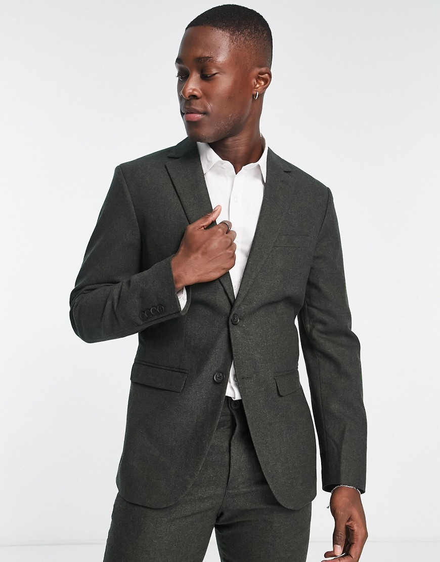 Selected Homme slim fit wool mix suit jacket in grey-Green