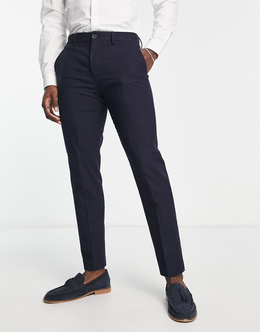 Selected Homme slim fit wool mix suit pants in navy