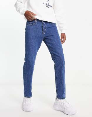 Selected Homme Slim Jeans In Mid Wash Blue