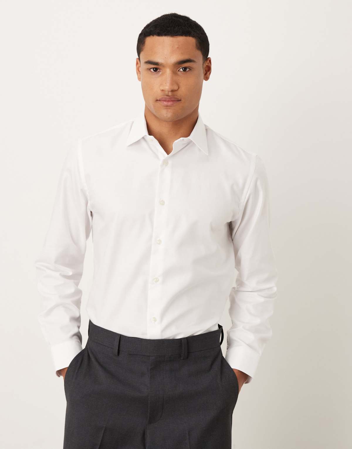 Selected Homme slim poplin shirt in white