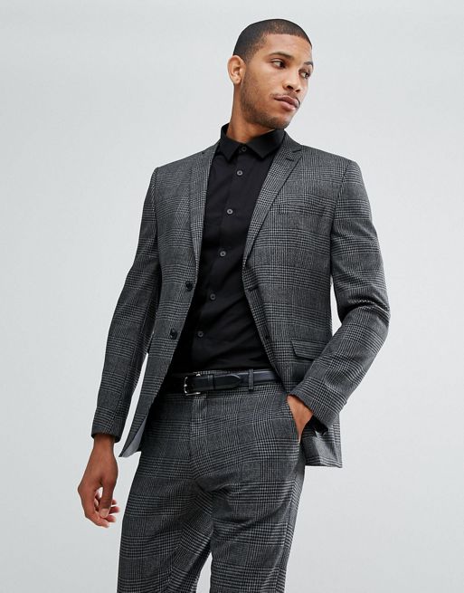 Selected Homme Slim Fit Grey Prince of Wales Check Suit | ASOS
