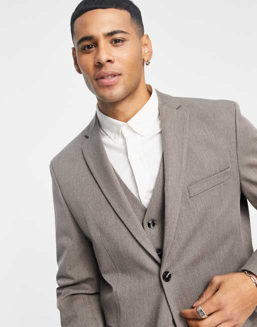 Selected Homme slim suit jacket in brown, 2 of 4