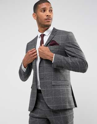 Selected Homme Slim Suit Jacket In Check-Gray