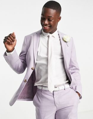 Selected Homme slim suit jacket in lilac - ASOS Price Checker