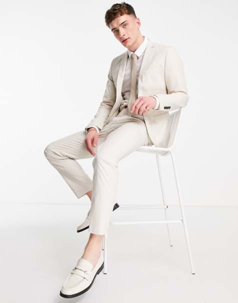 Selected Homme linen mix suit pants in light blue