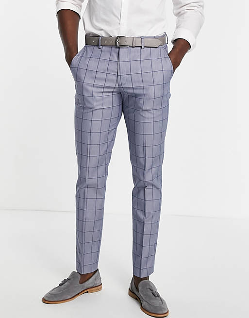  Selected Homme slim suit trouser in blue check 