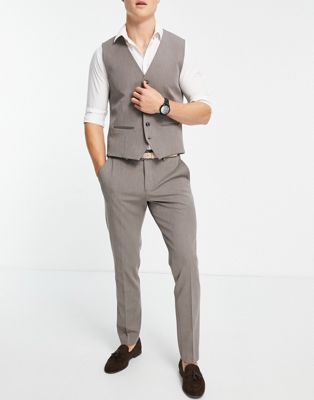 Selected Homme slim suit trousers in brown