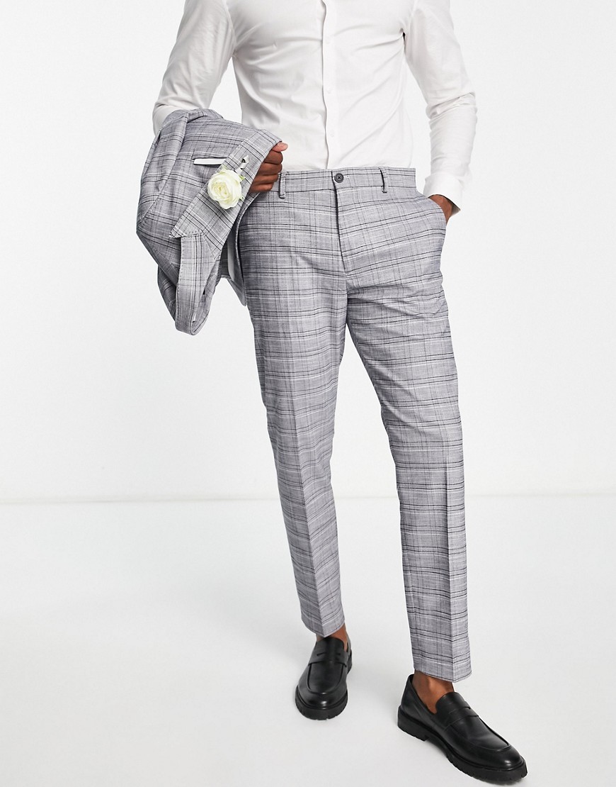 Selected Homme slim suit trousers in grey check