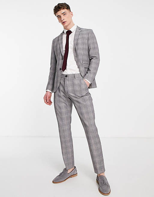 Suits Selected Homme slim suit trousers in light grey check 