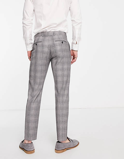 Suits Selected Homme slim suit trousers in light grey check 