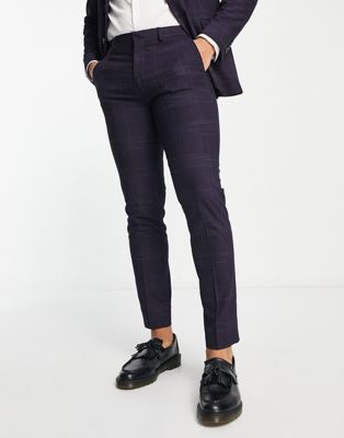 Selected Homme slim suit trousers in navy check