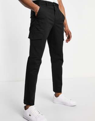 Selected Homme slim tapered cargo pants in black