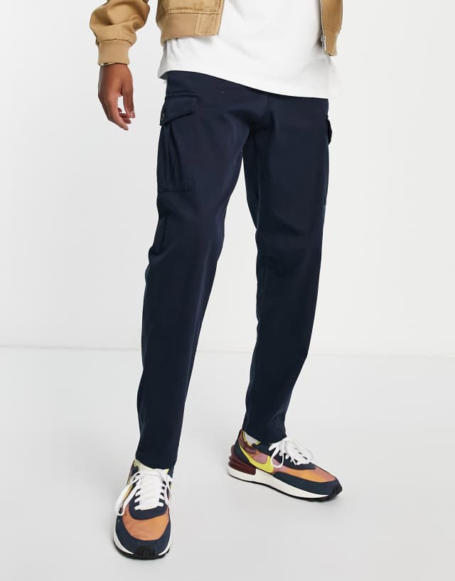 Selected Homme slim tapered cargo pants in navy