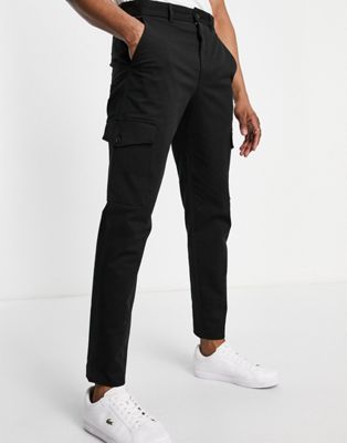 Selected Homme slim tapered cargo trousers in black