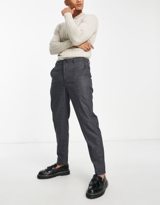 Selected Homme Slim Tapered Fit Smart Pants In Dark Gray Houndstooth