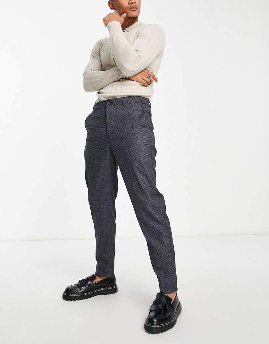 Selected Homme slim tapered fit smart pants in dark gray houndstooth