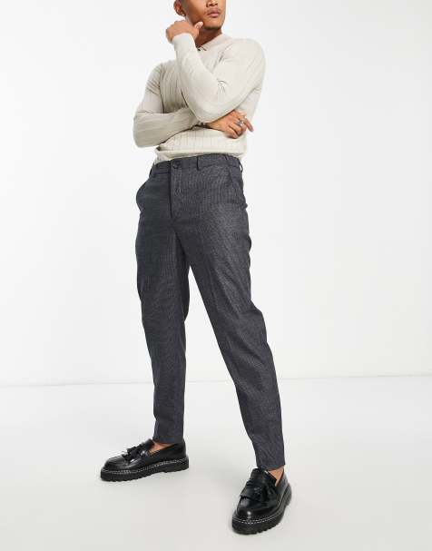 Selected Homme slim tapered fit smart pants in dark grey houndstooth - view 1