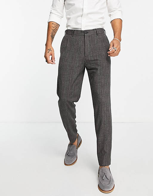 Selected Homme slim tapered pants in gray check