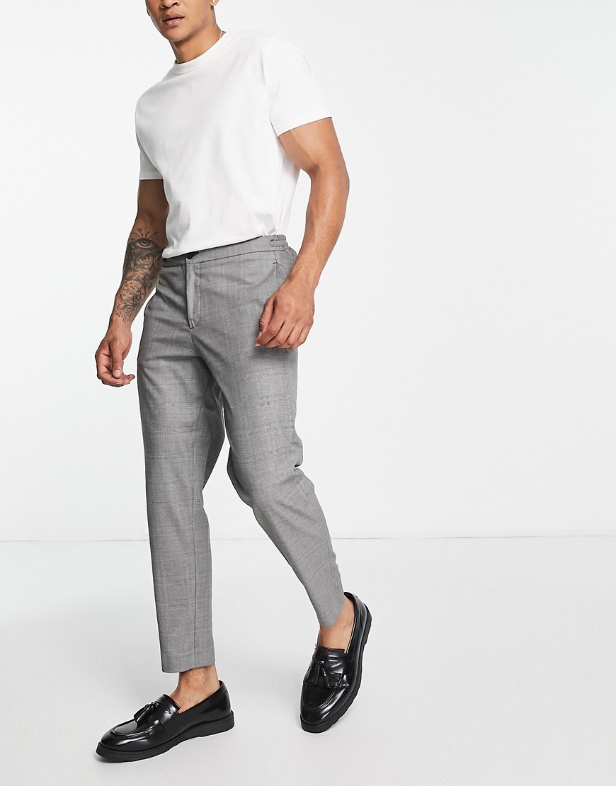 Selected Homme slim tapered smart trousers in grey check