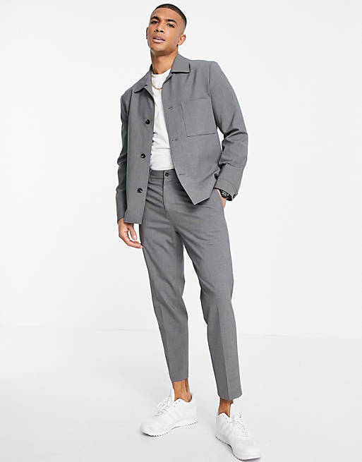 Selected Homme slim tapered suit pants in grey | ASOS