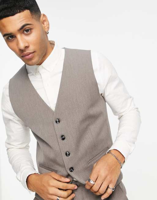 Selected Homme - Smalle gilet in bruin