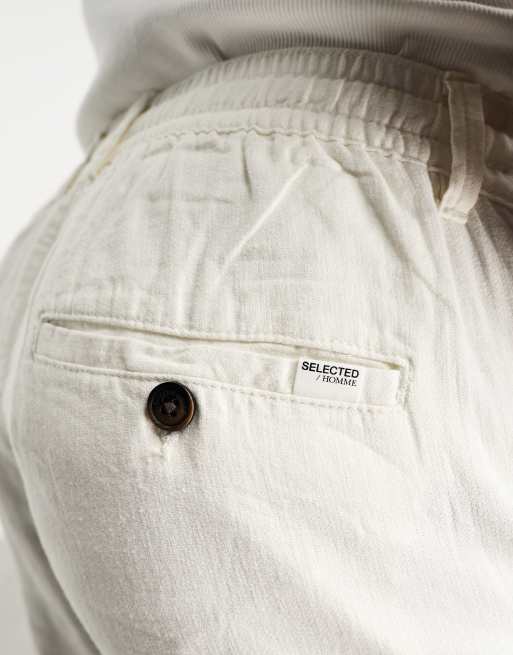 Selected Homme - Smalle, tapered bukser i marineblå hørblanding, 2 af 4
