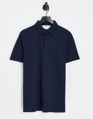 Selected Homme smart short sleeve polo in navy
