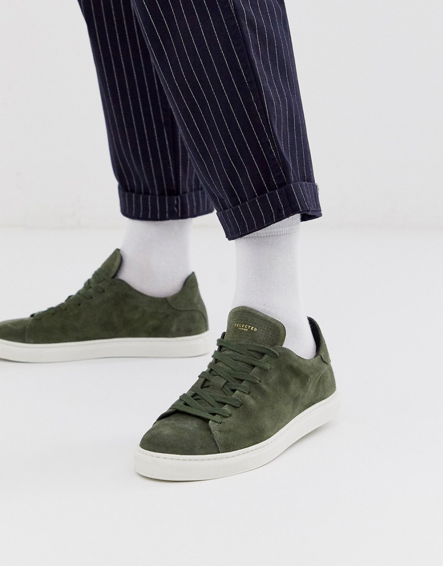 Selected Homme - Sneakers in camoscio verdi-Verde
