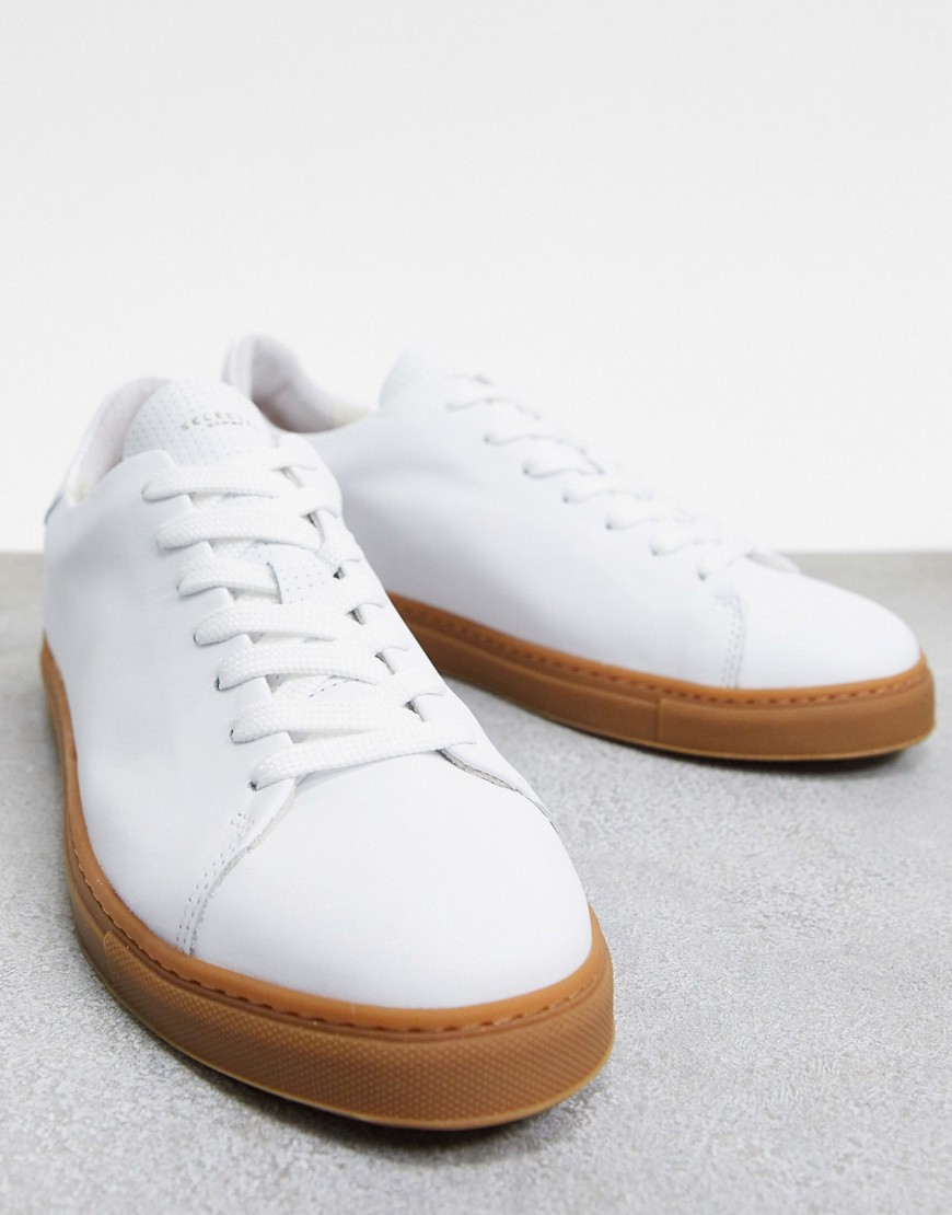 Selected Homme - Sneakers in pelle con suola in gomma-Bianco
