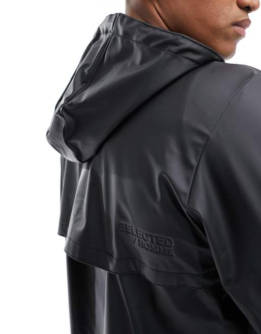 Selected Homme - Sort longline-regnjakke med hætte , 3 af 4
