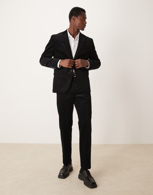 Selected Homme - Sorte fløjlsbukser i Regular Fit