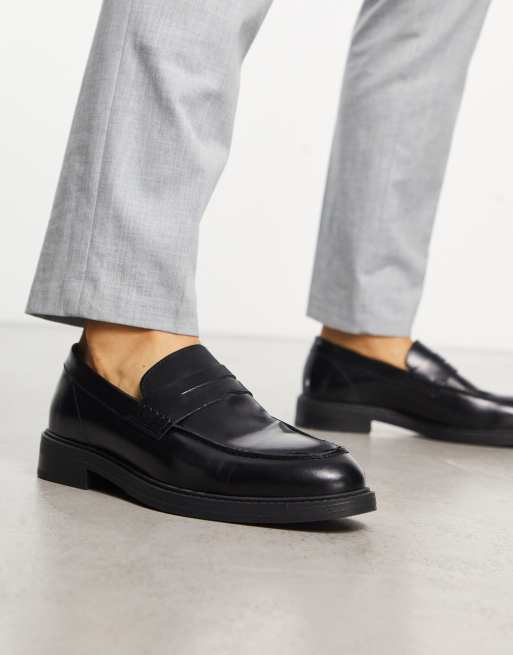 Selected Homme - Sorte loafers i læder