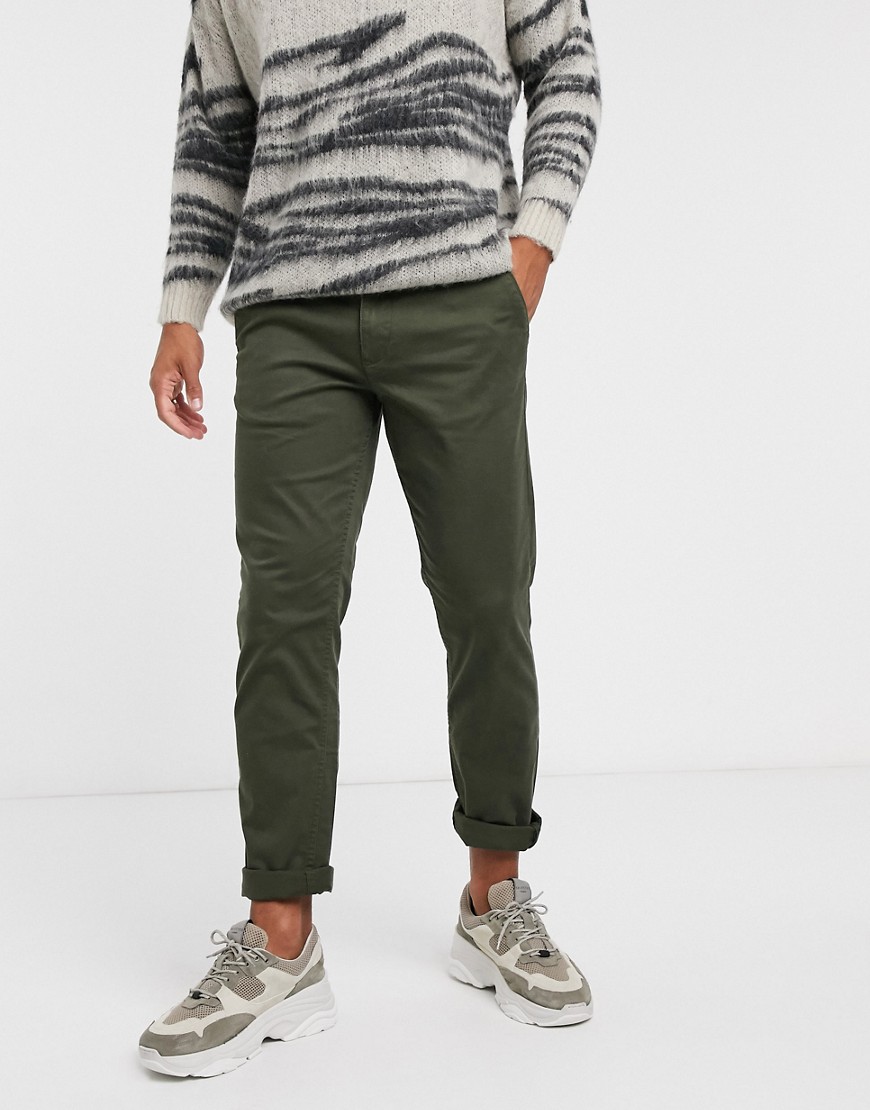 Selected Homme straight fit chino in dark green