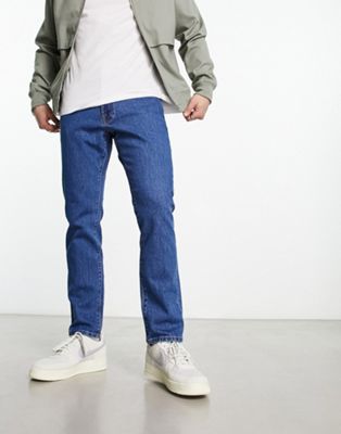 Selected Homme straight fit jeans in mid wash