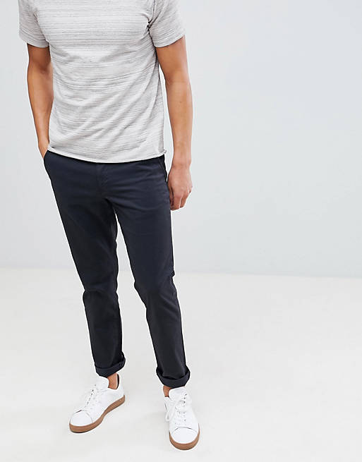 Selected Homme straight fit stretch chinos in black | ASOS
