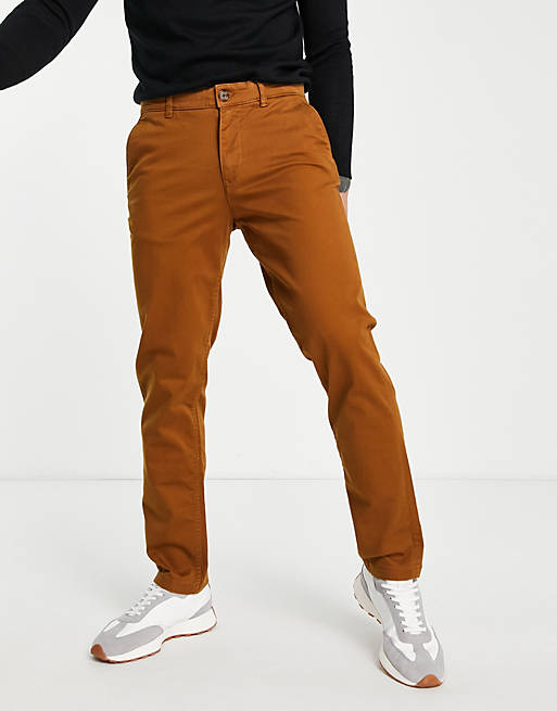 Selected Homme straight pants in dark brown | ASOS