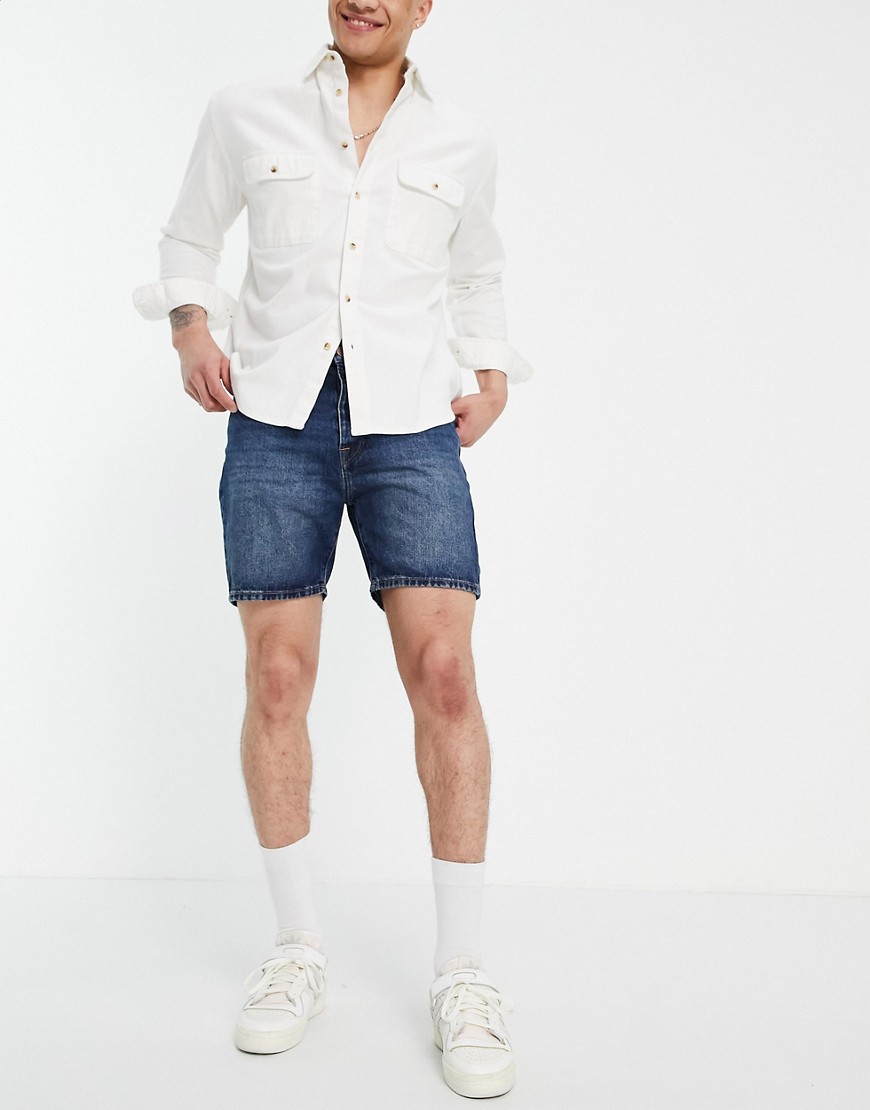 Selected Homme stretch denim shorts in dark blue in organic cotton