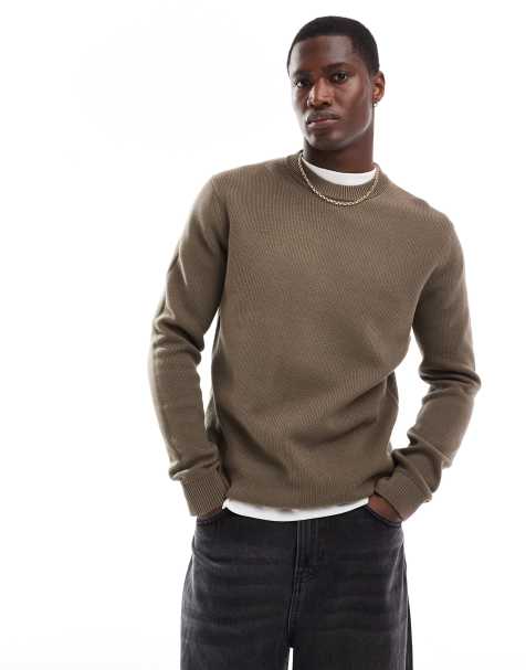 Selected Homme – Strickpullover in Braun mit Rundhalsausschnitt - view 1