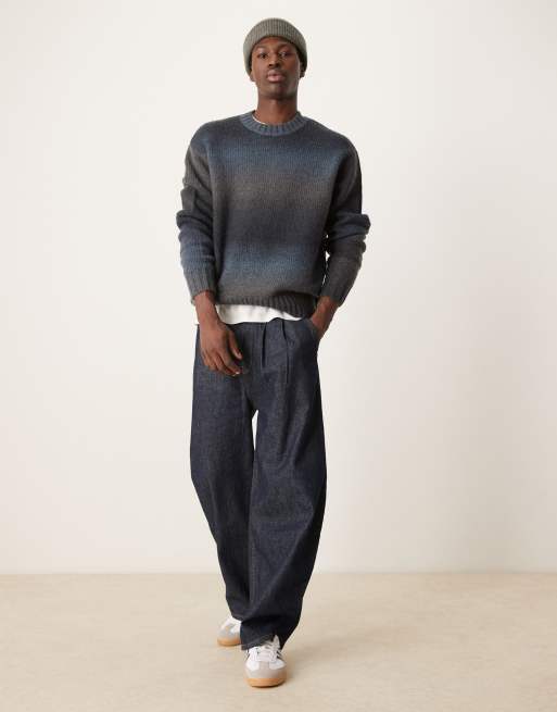 Selected Homme - Strikket trøje med sort og blå ombré-effekt, 2 af 4