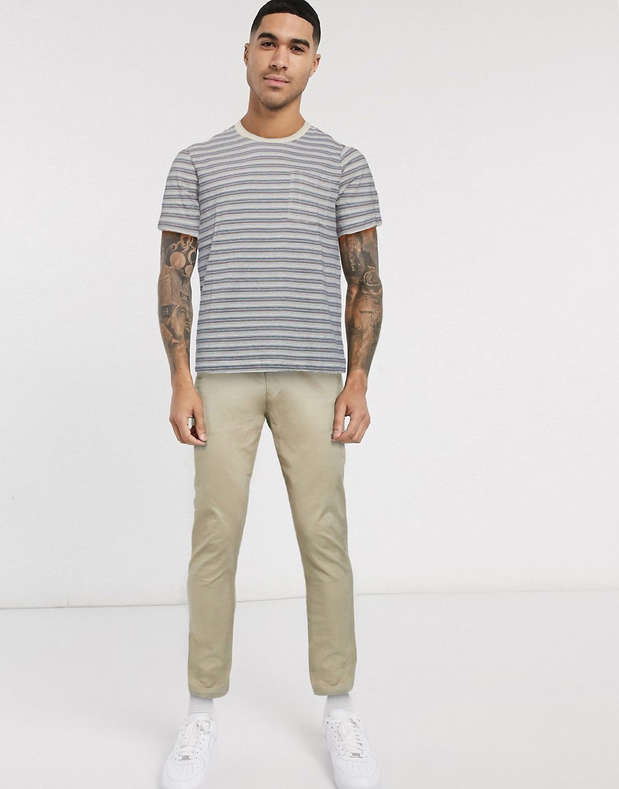 Selected Homme stripe o-neck t-shirt-Grey