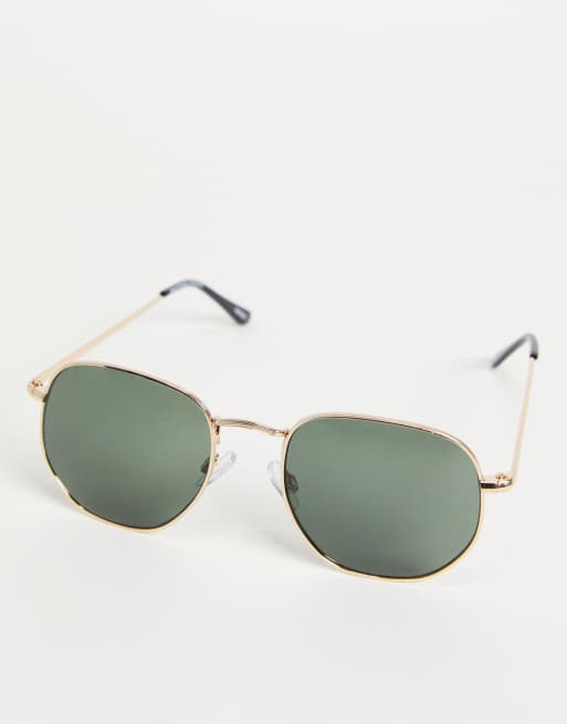 Selected Homme structured sunglasses in gold