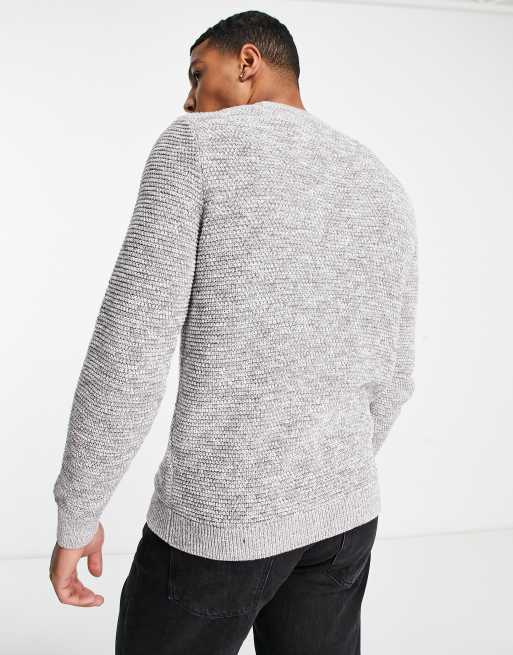 Selected Homme – Strukturierter Strickpullover mit Rundhalsausschnitt in Hellgrau, 2 von 4