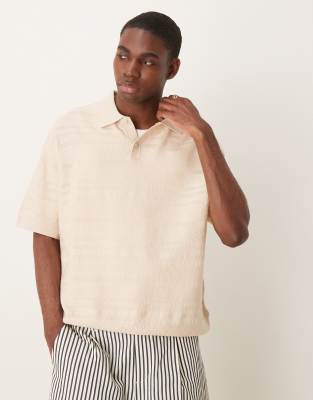 Selected Homme – Strukturiertes Polohemd aus Strick in Creme - view 1