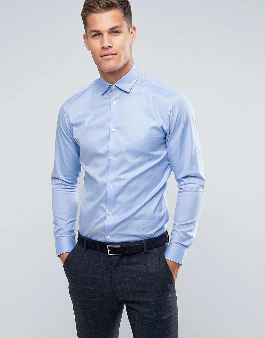 Selected Homme strygelet elegant skjorte i lyseblå og smal pasform
